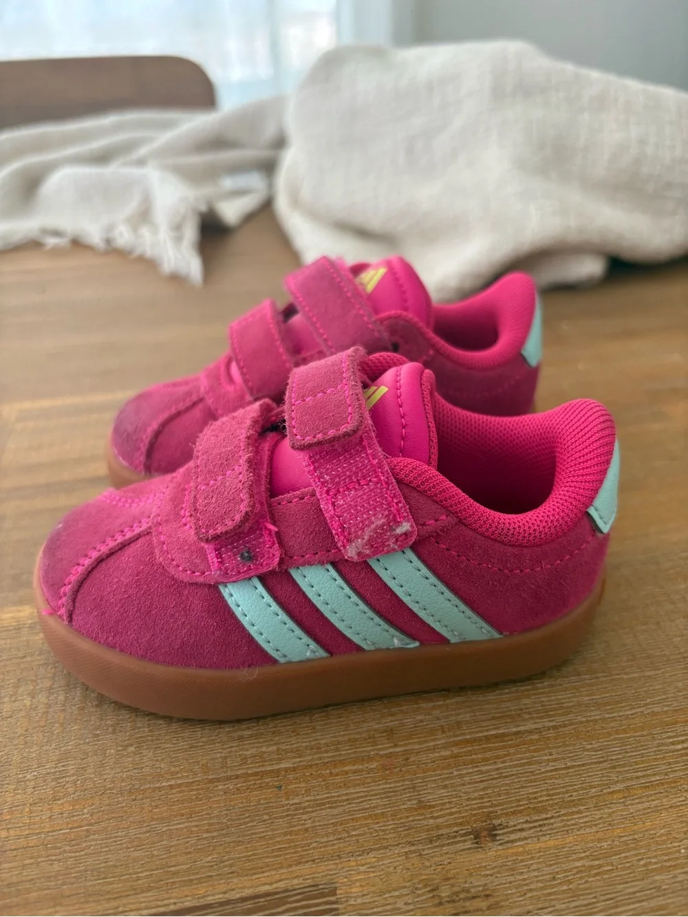Toddler pink Suede Velcro Sneakers adidas